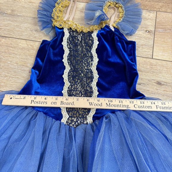 Classical Ballet Tutu Child XL Royal Blue Gold Trim Elegant Revolution Dancewear - Picture 4 of 16